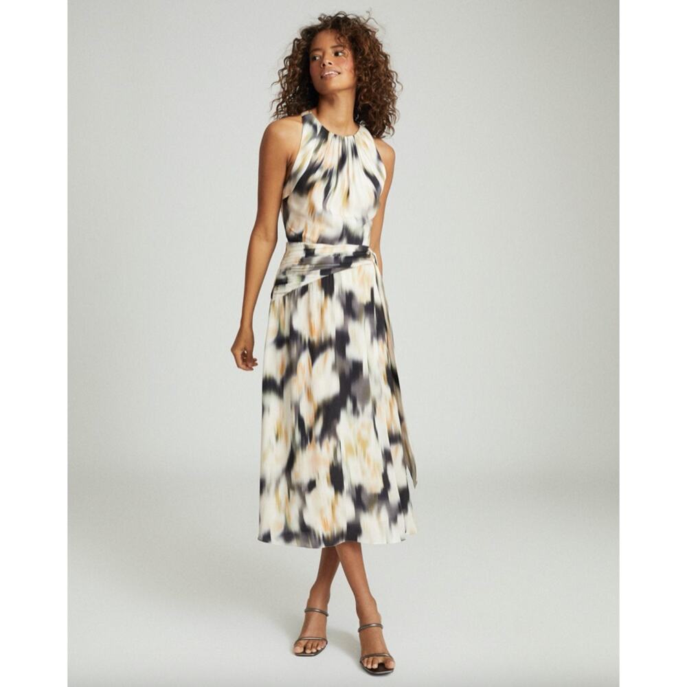 Reiss Smudge Print Halter Dress
